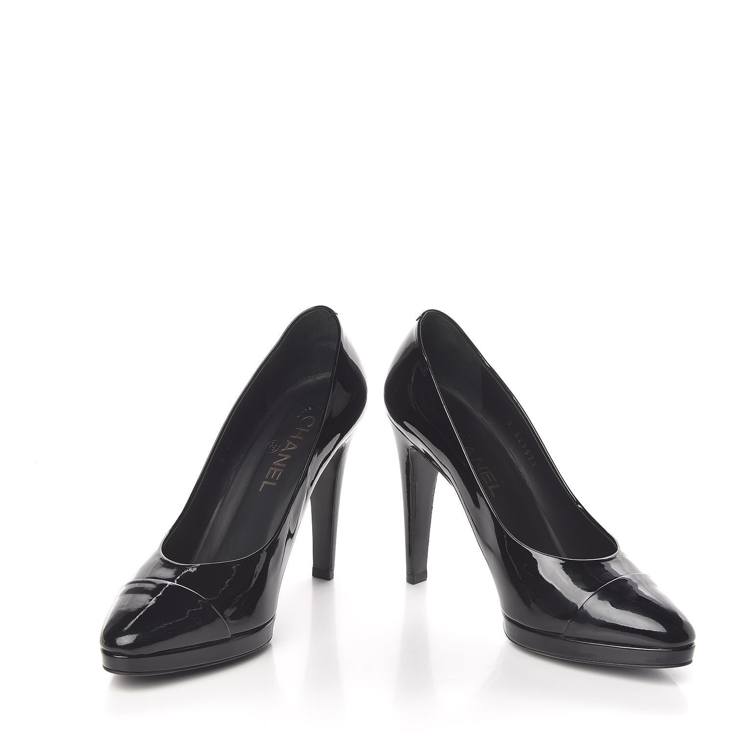 Chanel Patent Cap Toe CC Pumps 38.5 Black 5 of 12