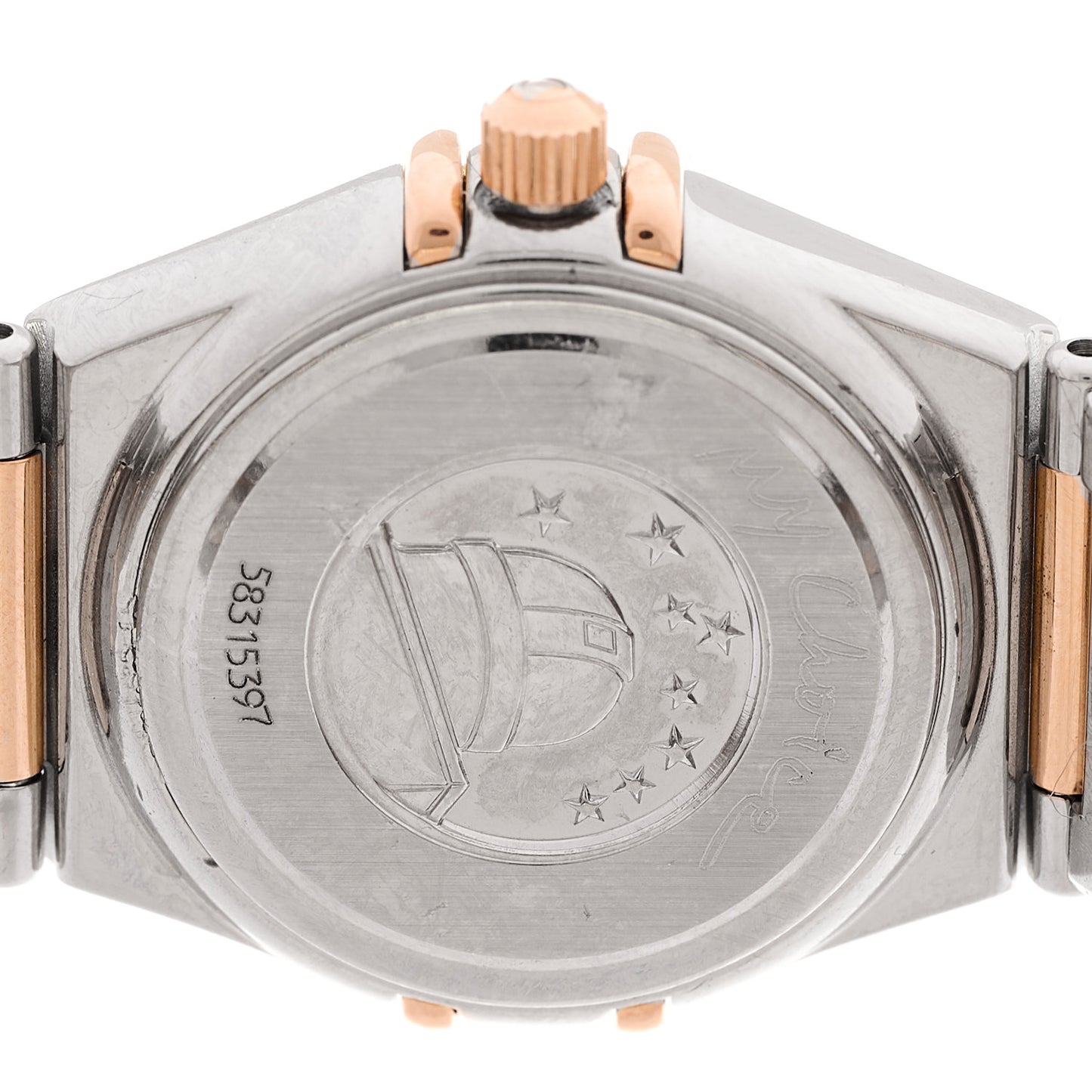Stainless Steel 18K Red Gold Diamond Bezel Mother of Pearl 22mm Constellation My Choice Quartz Watch 1368.74.00