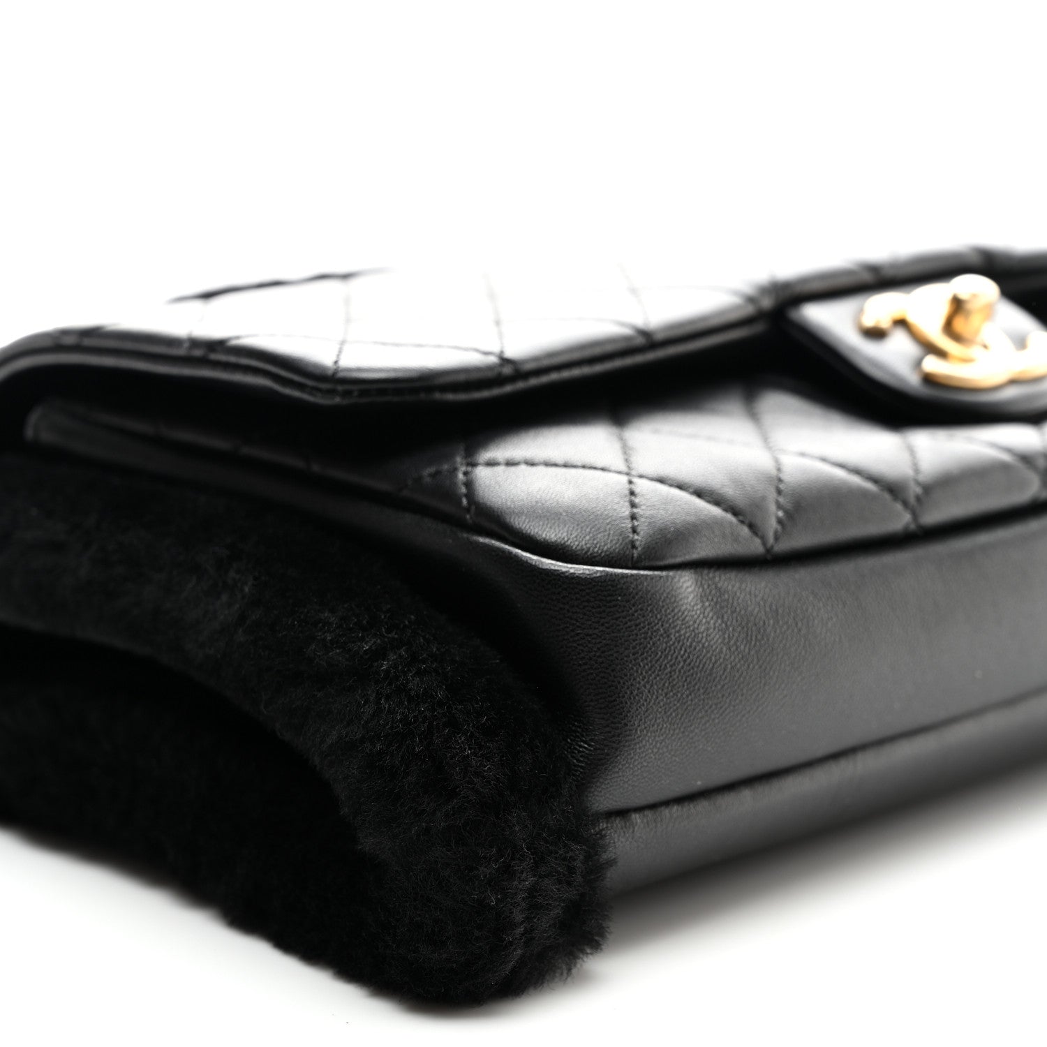 Chanel Lambskin Shearling CC Muff Flap Bag Black 9 of 13