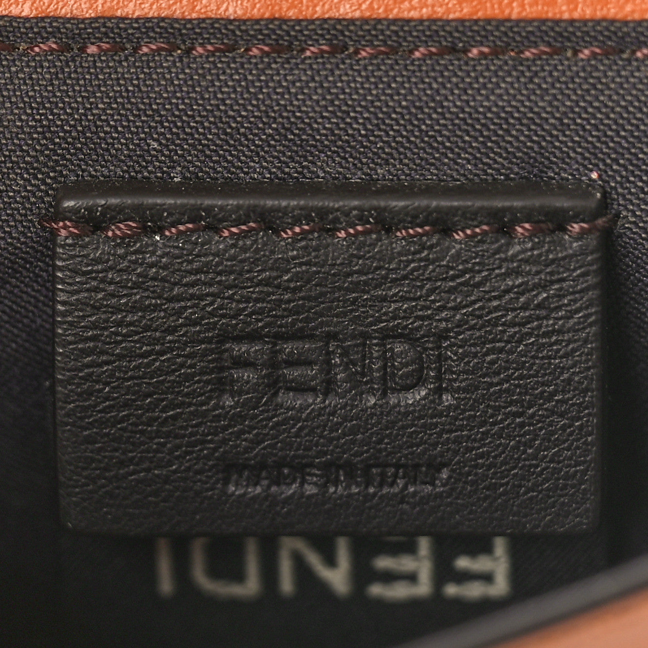 Fendi Vitello King Tamponato Logo Embossed Fold Over Card Holder Wallet Cuoio 7 of 9