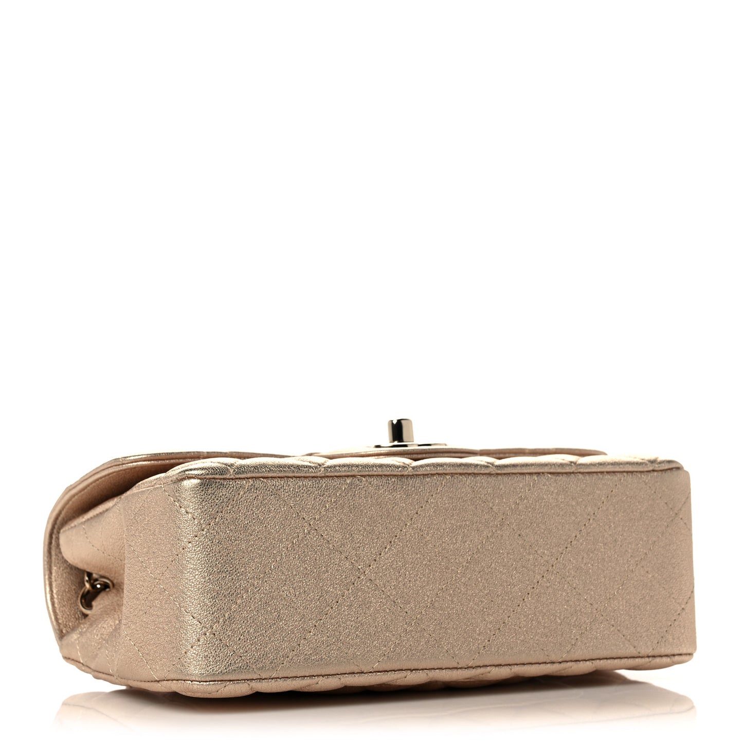 Metallic Lambskin Quilted Mini Rectangular Flap Gold