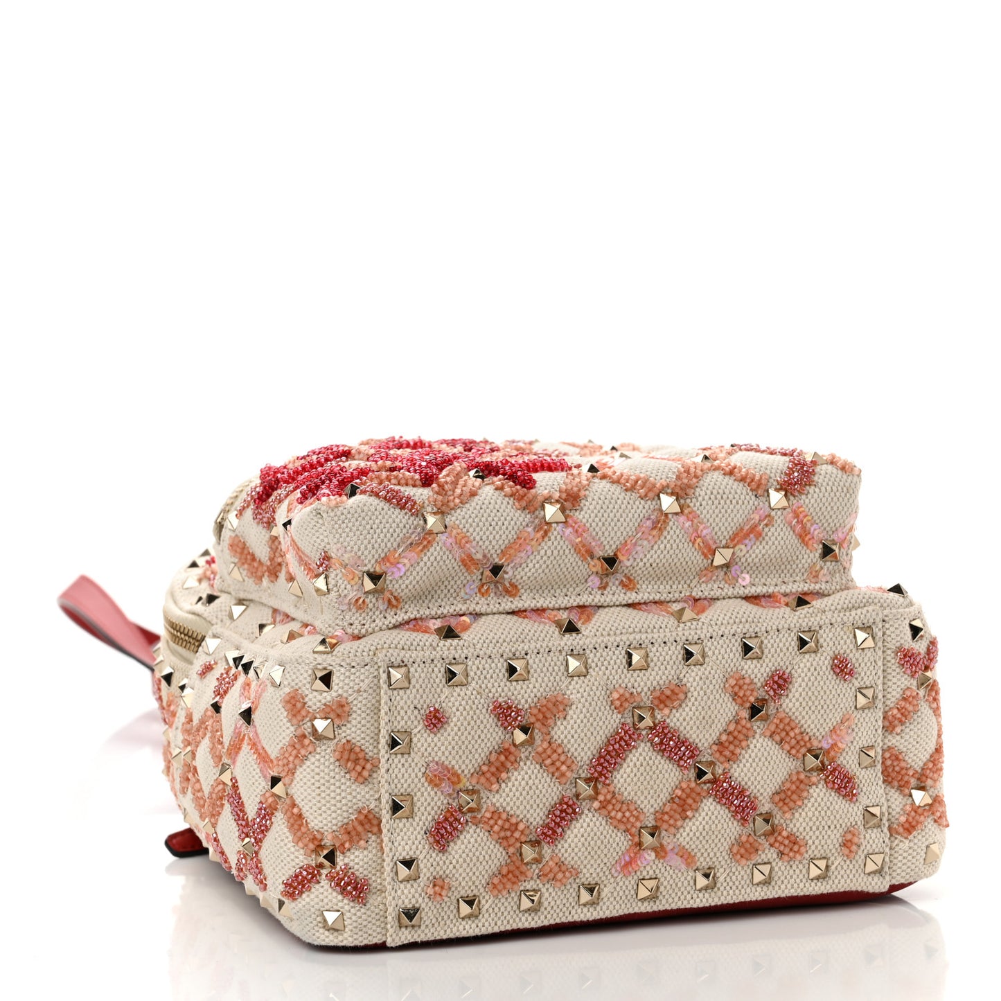 Canvas Beaded Mini Rockstud Spike Backpack Red