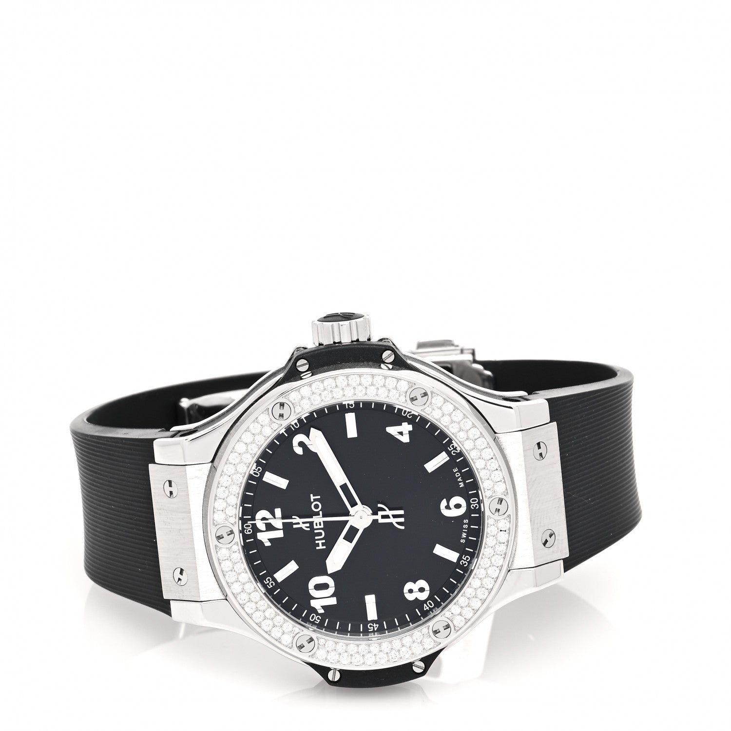 Hublot Stainless Steel Rubber Diamond Pave Bezel 38mm Big Bang Quartz Watch Black 361.SX.1270.RX.1104 2 of 5