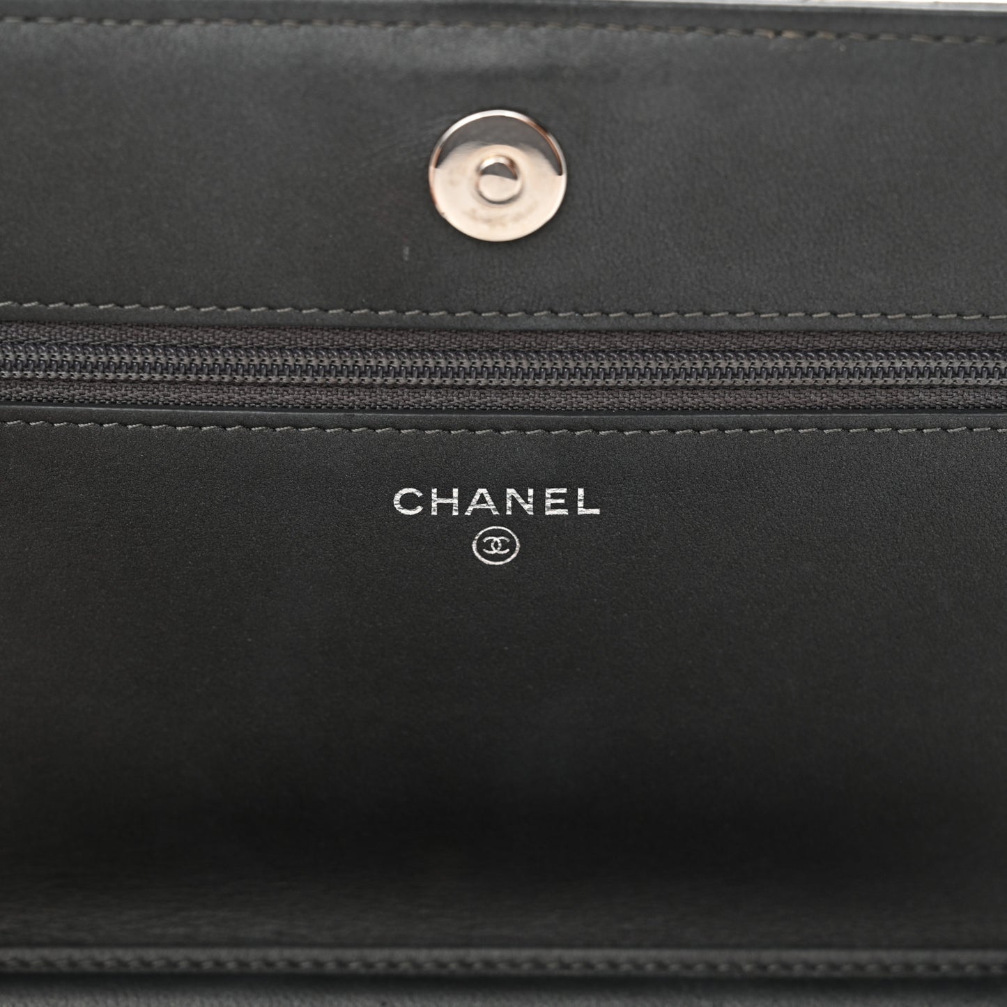 Lambskin Camellia Studded Wallet on Chain WOC Grey