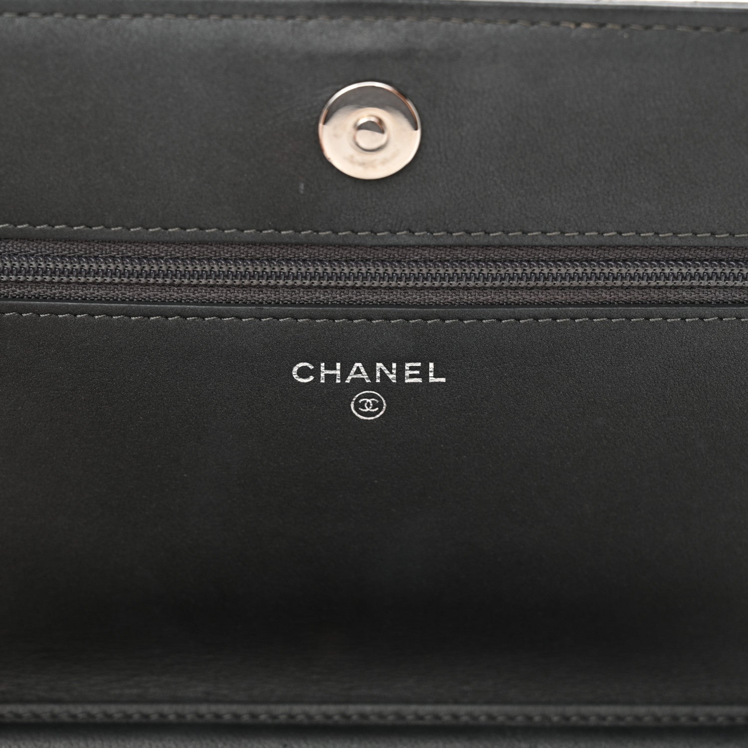 Chanel Lambskin Camellia Studded Wallet on Chain WOC Grey 6 of 18
