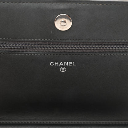 Chanel Lambskin Camellia Studded Wallet on Chain WOC Grey 6 of 18