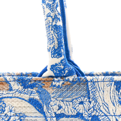 Christian Dior Transparent Canvas Embroidered Large Toile De Jouy Reverse Book Tote Fluorescent Blue 12 of 13