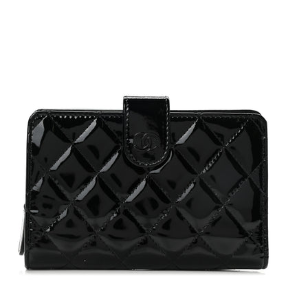 Chanel Patent Quilted Zip Pocket Wallet Black 1 of 8