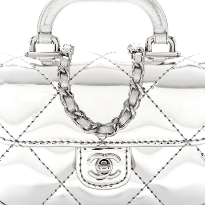 Chanel Mirror Calfskin Small Top Handle Clutch With Chain Silver 8 of 10