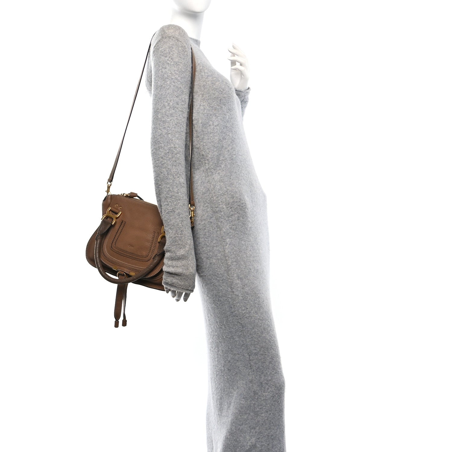 Chloe Calfskin Small Marcie Satchel Tan 2 of 13