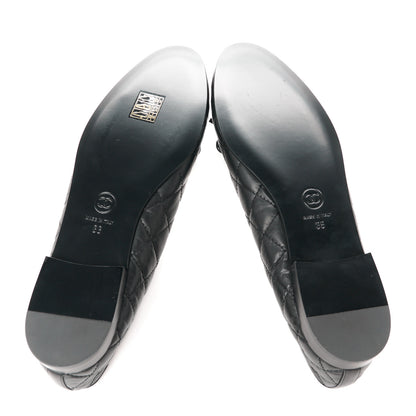 Chanel Aged Calfskin Quilted CC Cap Toe Ballerina Flats 38 Black 5 of 9