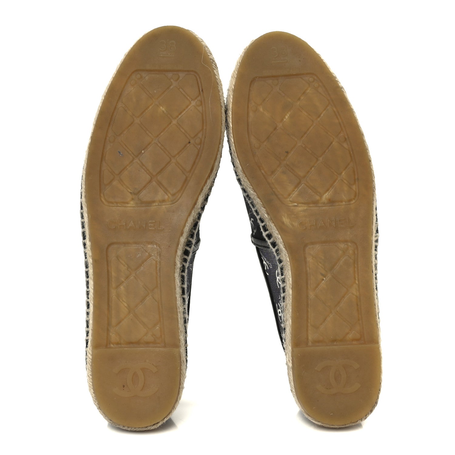 Chanel Mesh Grosgrain CC Espadrilles 38 Black White 6 of 11