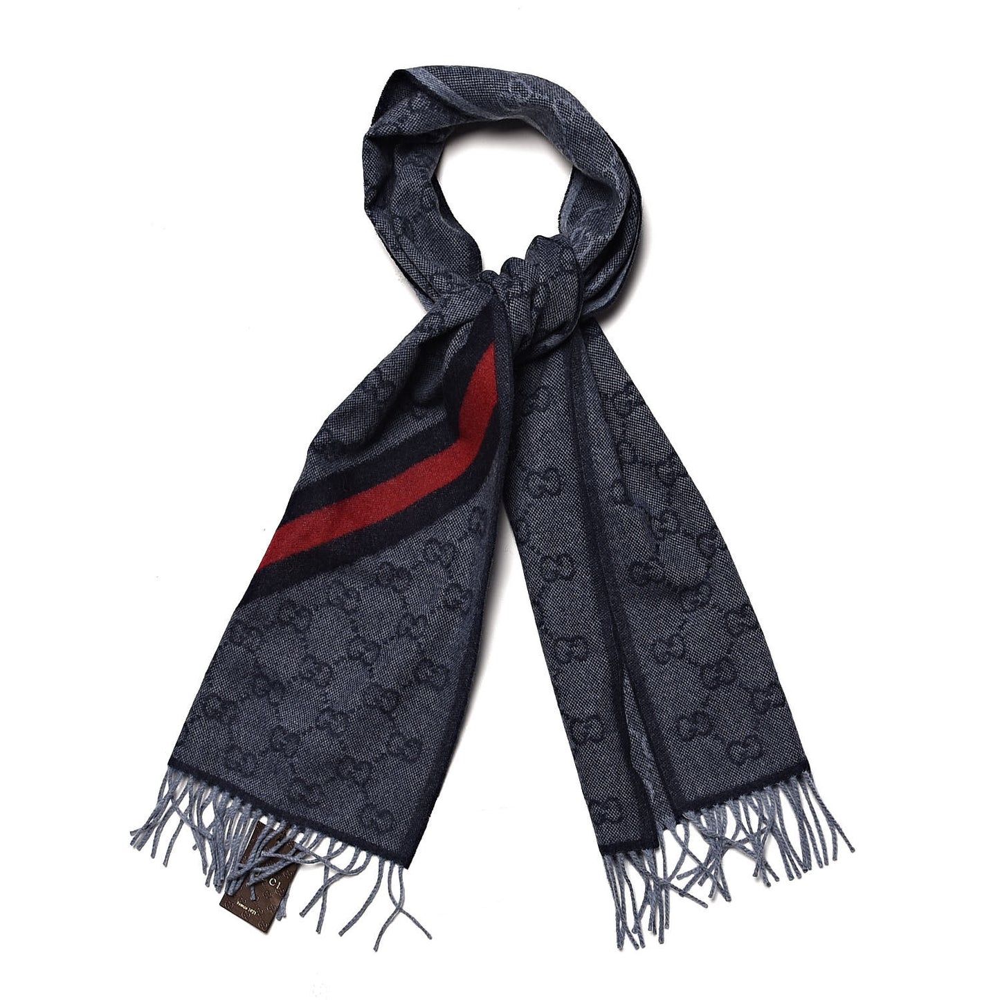 Wool Alpaca Monogram Web New Nikky Scarf Midnight Blue