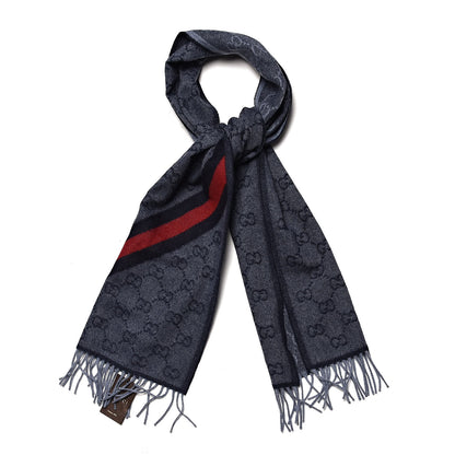 Gucci Wool Alpaca Monogram Web New Nikky Scarf Midnight Blue 1 of 5