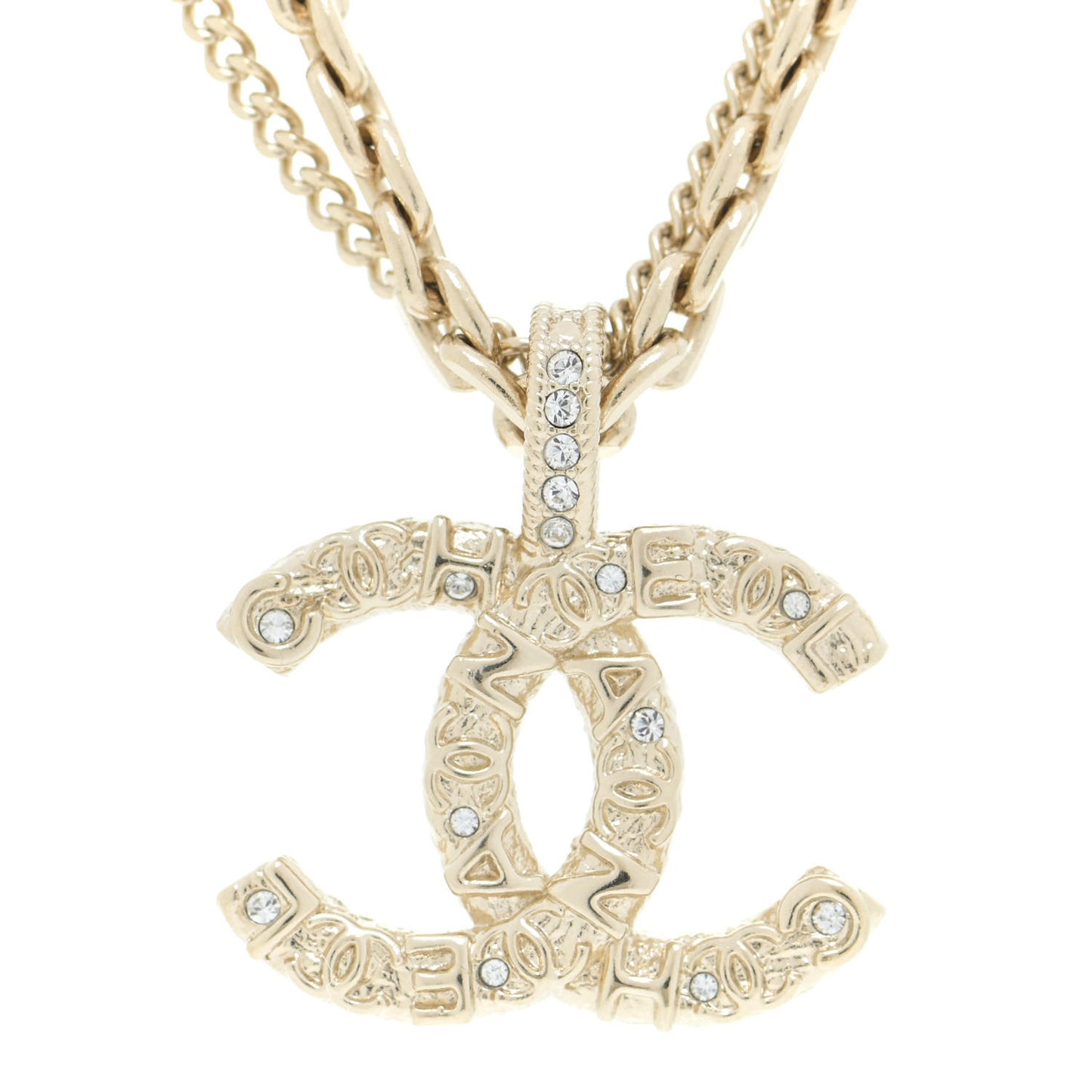 Crystal CC Multi Strand Chain Necklace Gold