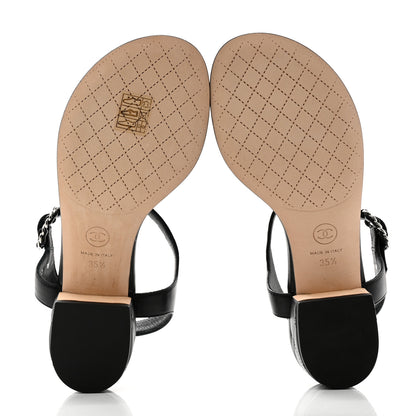 Chanel Lambskin Chain CC Thong Sandals 35.5 Black 5 of 11