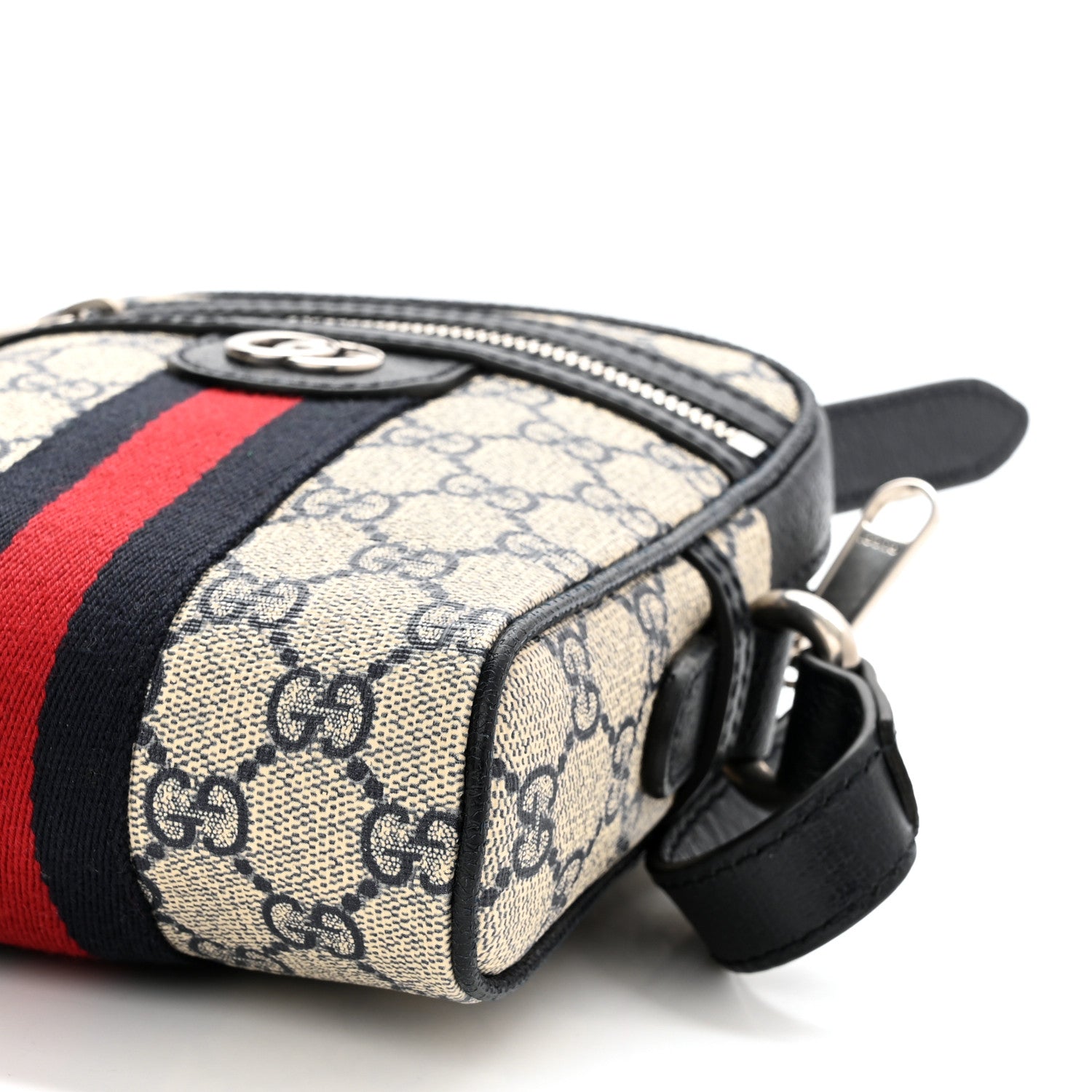 Gucci GG Supreme Monogram Textured Calfskin Web Mini Ophidia Messenger Beige Blue 9 of 10