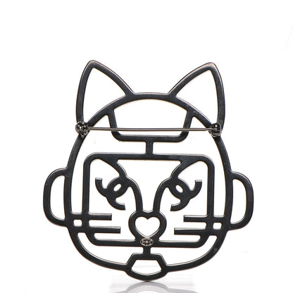 Chanel Strass Crystal Emoji Robot Cat Brooch Blue 3 of 4