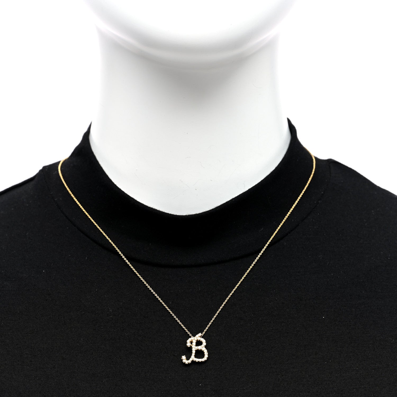 Roberto Coin 18K Yellow Gold Diamond Cursive Initial B Pendant Necklace 2 of 4