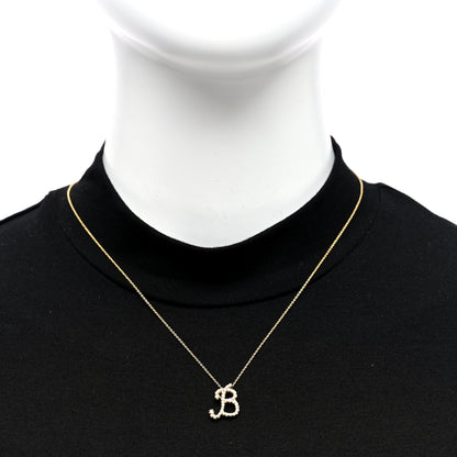 Roberto Coin 18K Yellow Gold Diamond Cursive Initial B Pendant Necklace 2 of 4