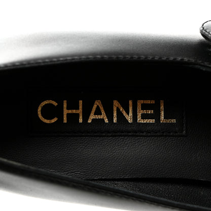 Chanel Calfskin Patent Mary Janes Flats 37.5 Black 6 of 8