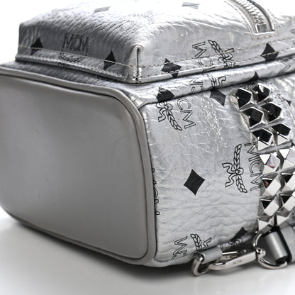 MCM Metallic Visetos Studded X-Mini Bebe Boo Backpack Silver 9 of 9