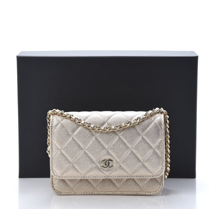 Chanel Metallic Lambskin Quilted Mini Wallet On Chain WOC Gold 11 of 11