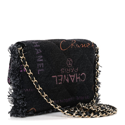 Chanel Denim Quilted Denim Mood Clutch With Chain Black Multicolor 3 of 10