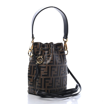 Fendi Vitello Liberty F is Fendi Bi-Color FF 1974 Embossed Mini Mon Tresor Bucket Bag Maya Black 2 of 4