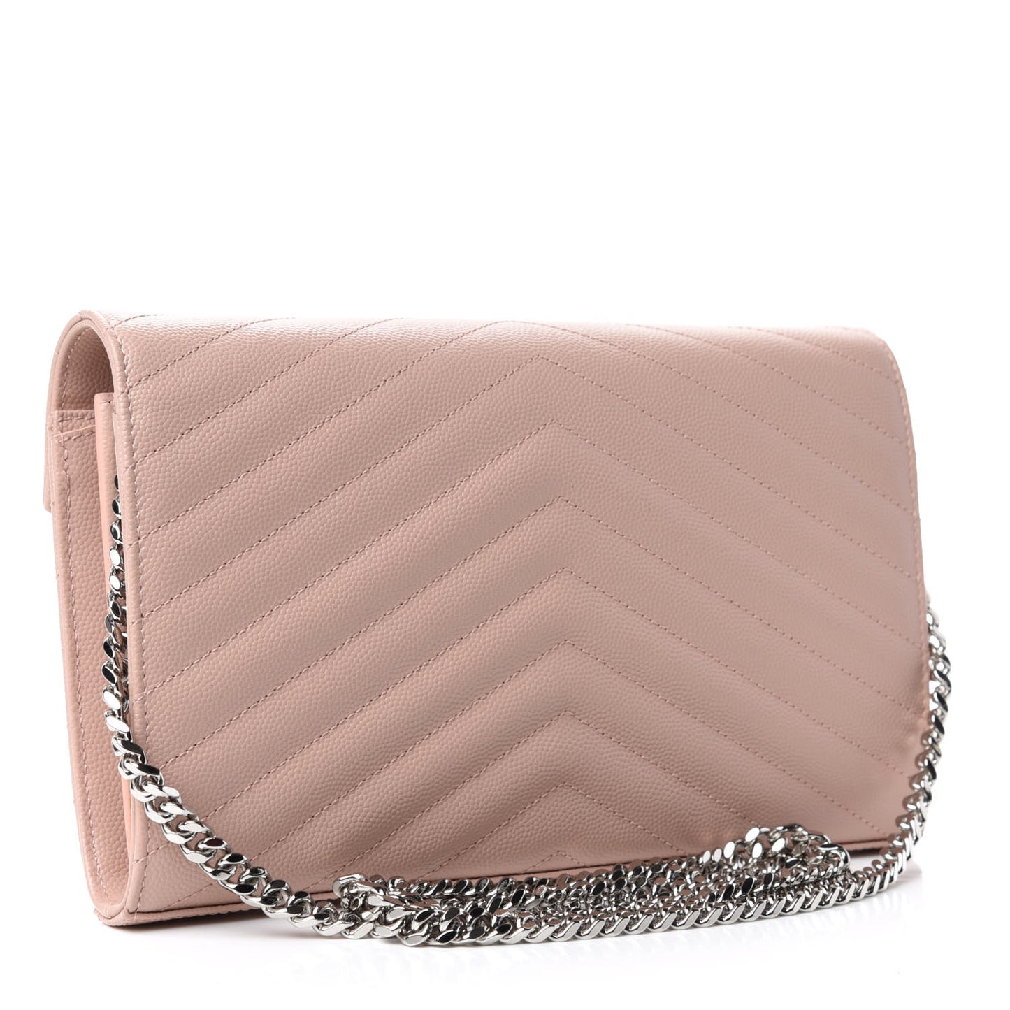 Grain De Poudre Matelasse Chevron Monogram Chain Wallet Pale Pink