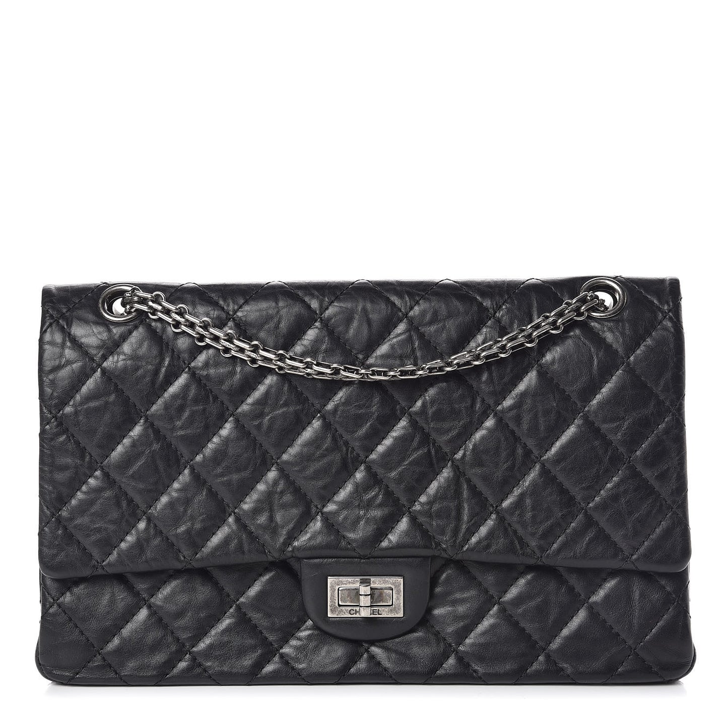 Aged Calfskin Quilted 2.55 Reissue 226 Flap Black