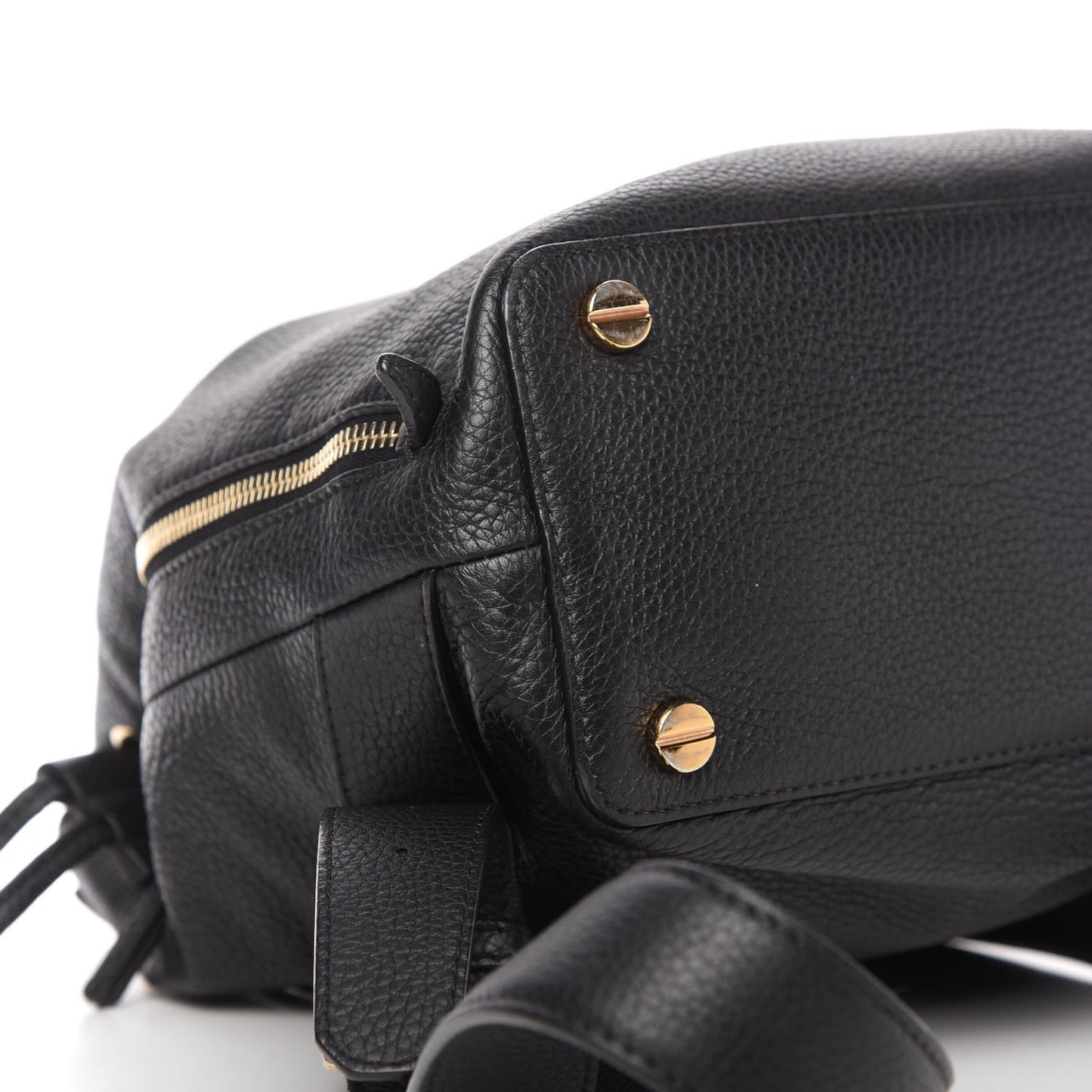 Pebbled Calfskin Rockstud Drawstring Backpack Black