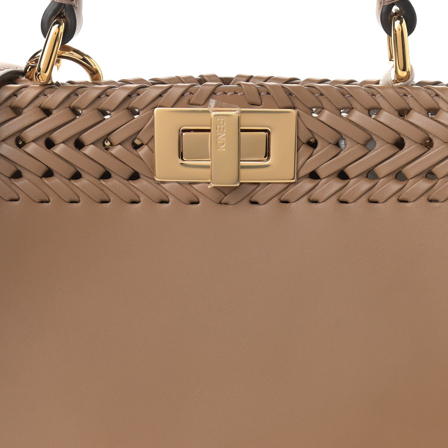 Fendi Vitello King Ceylon Shiny Nappa Woven Small Peekaboo I SEE U Satchel Sand 16 of 20