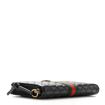 Gucci Calfskin Web Trapuntata GG Zip Around Wallet Black 4 of 8