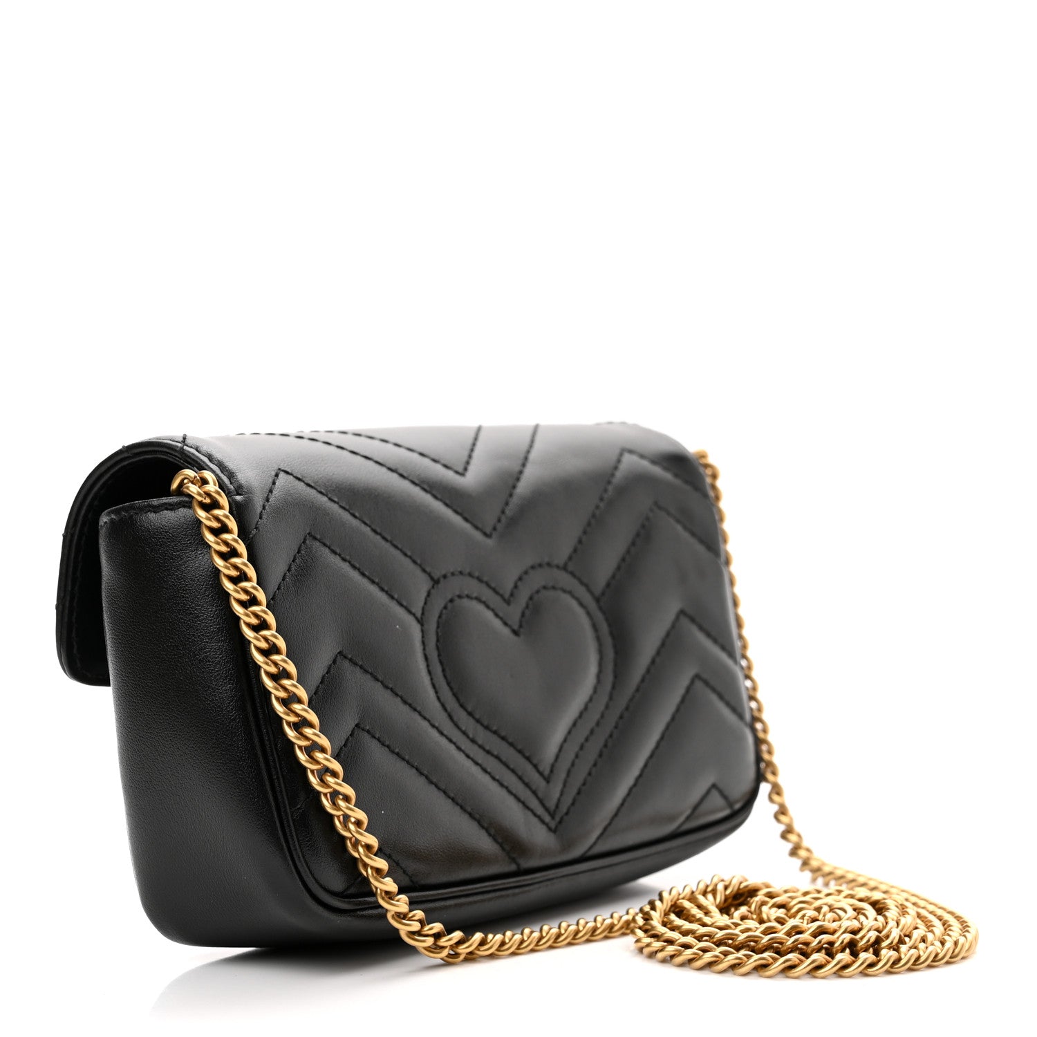 Gucci Calfskin Matelasse Super Mini GG Marmont Shoulder Bag Black 3 of 11