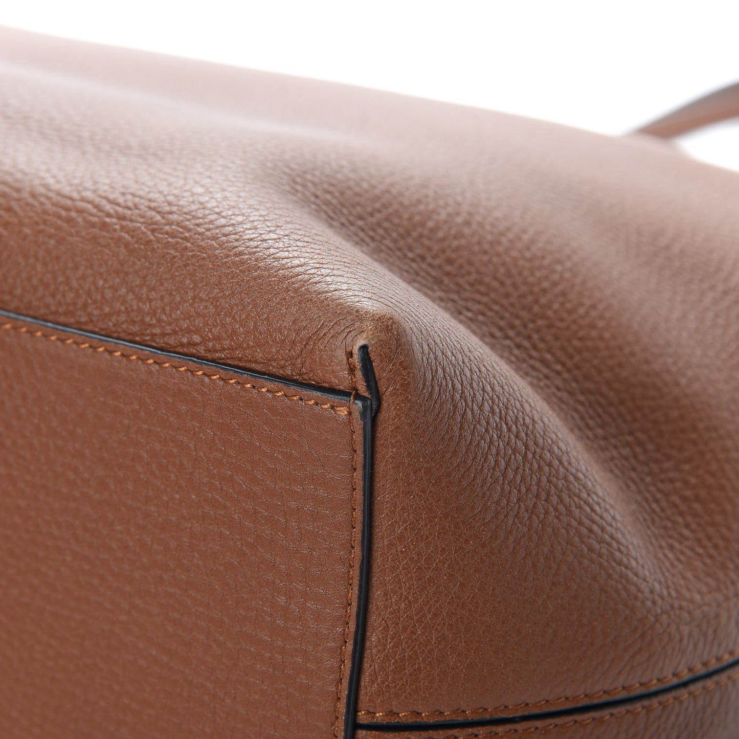 Grained Calfskin Rockstud Shoulder Tote Bright Cognac