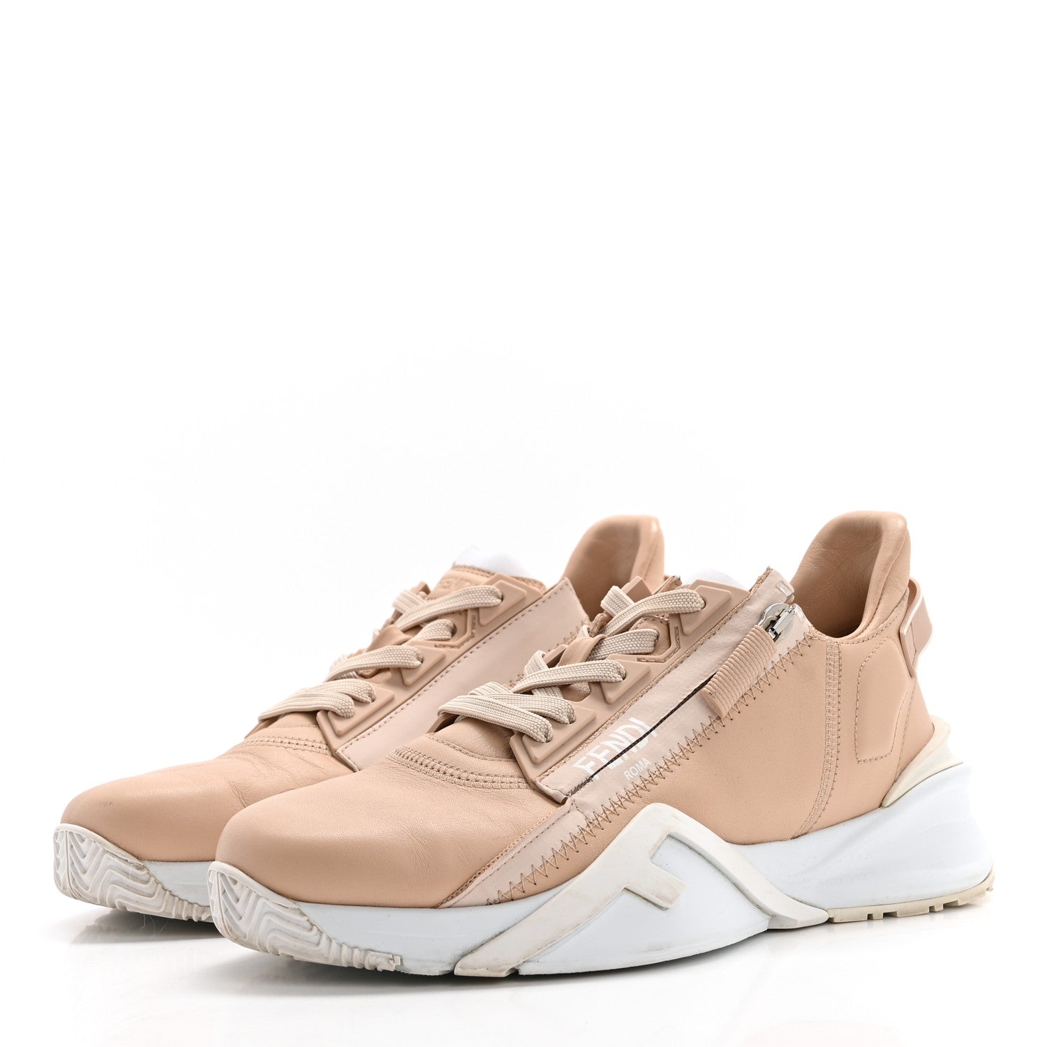 Fendi Vitello Fendi Flow Low Top Sneakers 38.5 Poudre 3 of 10