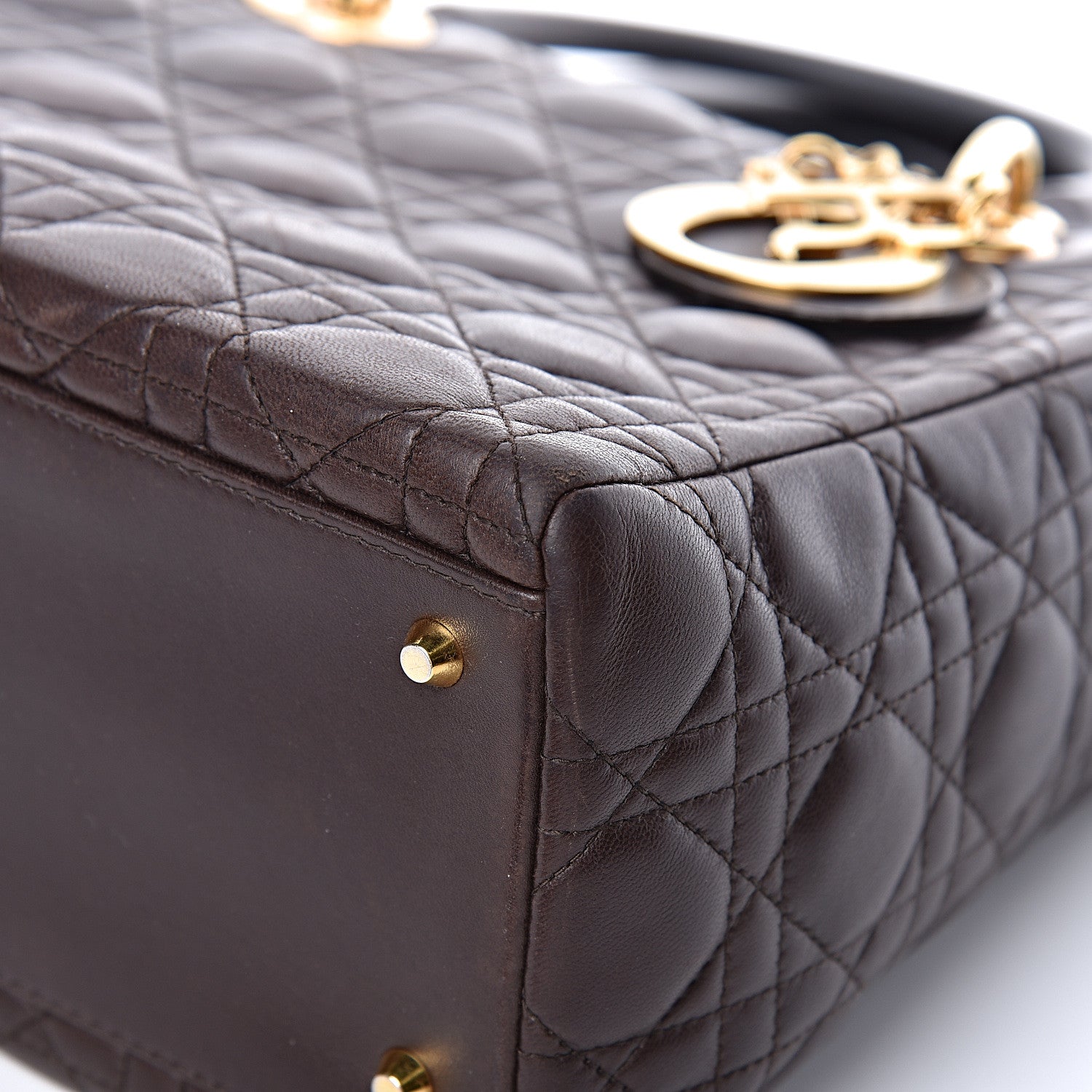 Christian Dior Lambskin Cannage Medium Lady Dior Dark Brown 10 of 14
