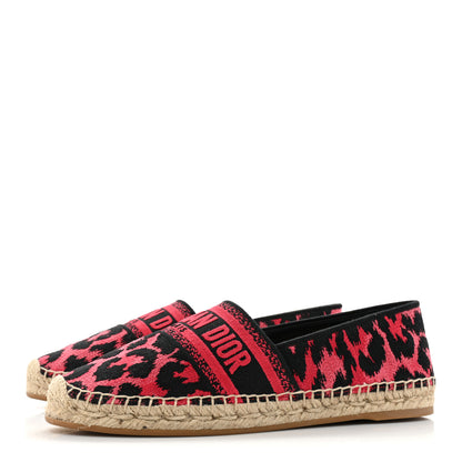 Christian Dior Cotton Embroidered Leopard Print Granville Espadrille 39 Red 3 of 10