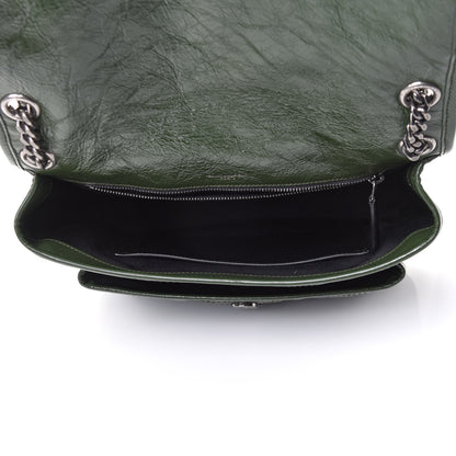 Saint Laurent Crinkled Calfskin Matelasse Monogram Medium Niki Chain Satchel Military Olive 5 of 11