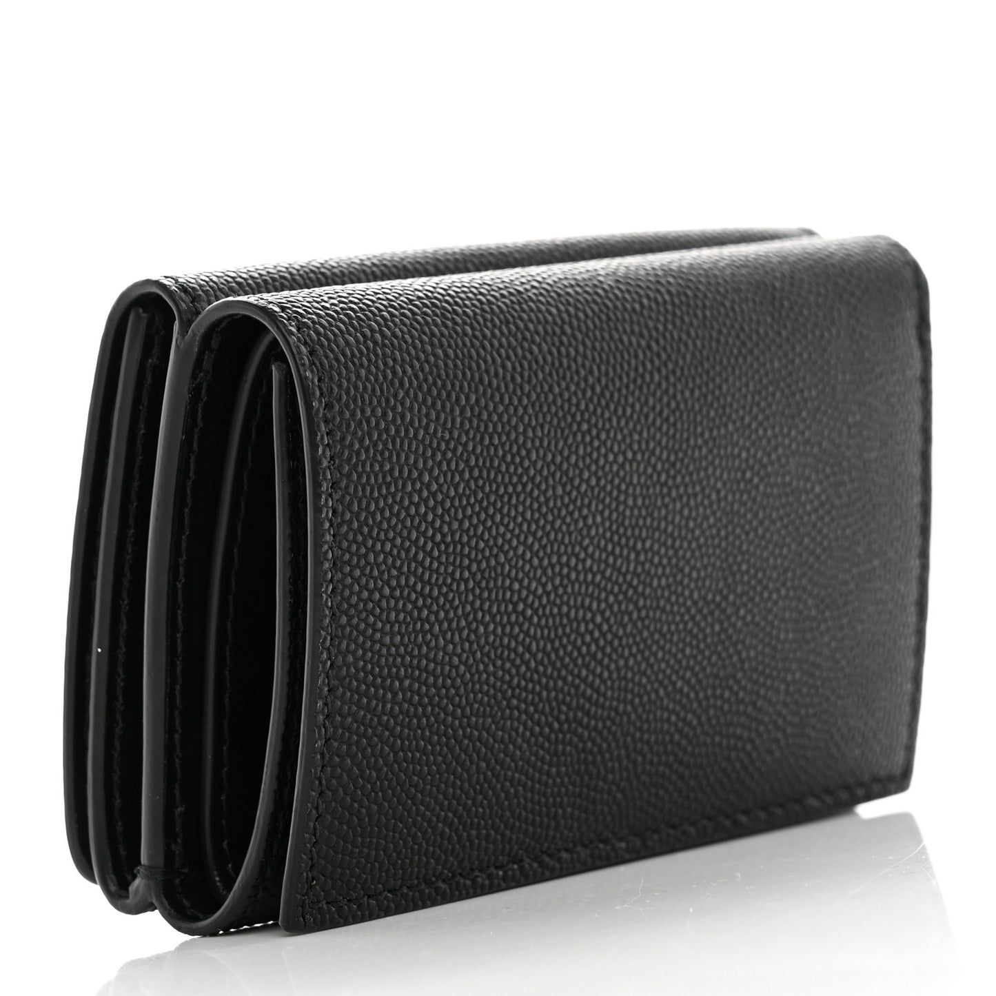 Grained Calfskin TB Compact Tri-Fold Wallet Black