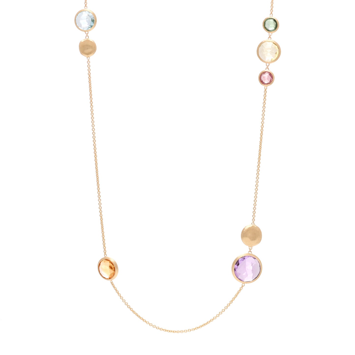 18K Yellow Gold Multi Gemstone Jaipur Long Station Necklace