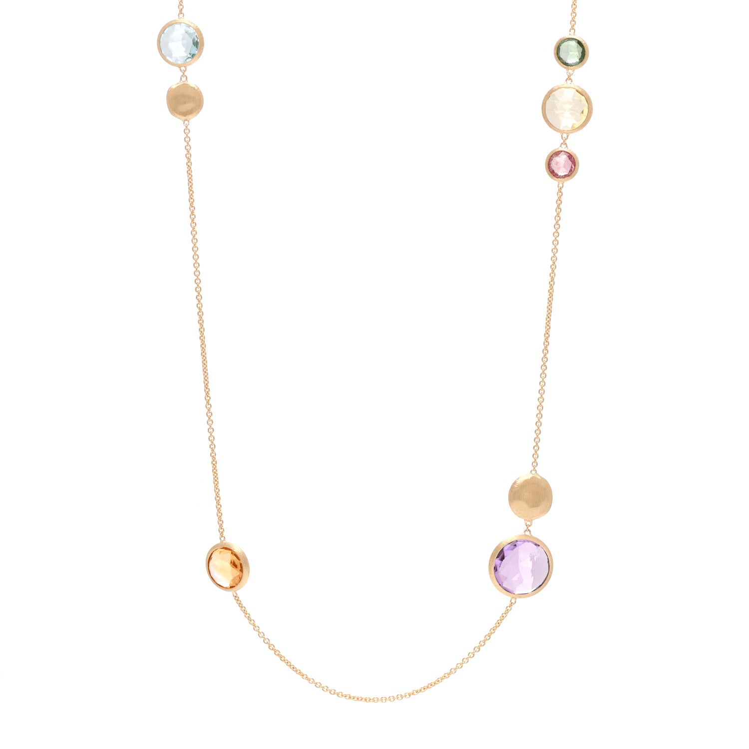 Marco Bicego 18K Yellow Gold Multi Gemstone Jaipur Long Station Necklace 1 of 5