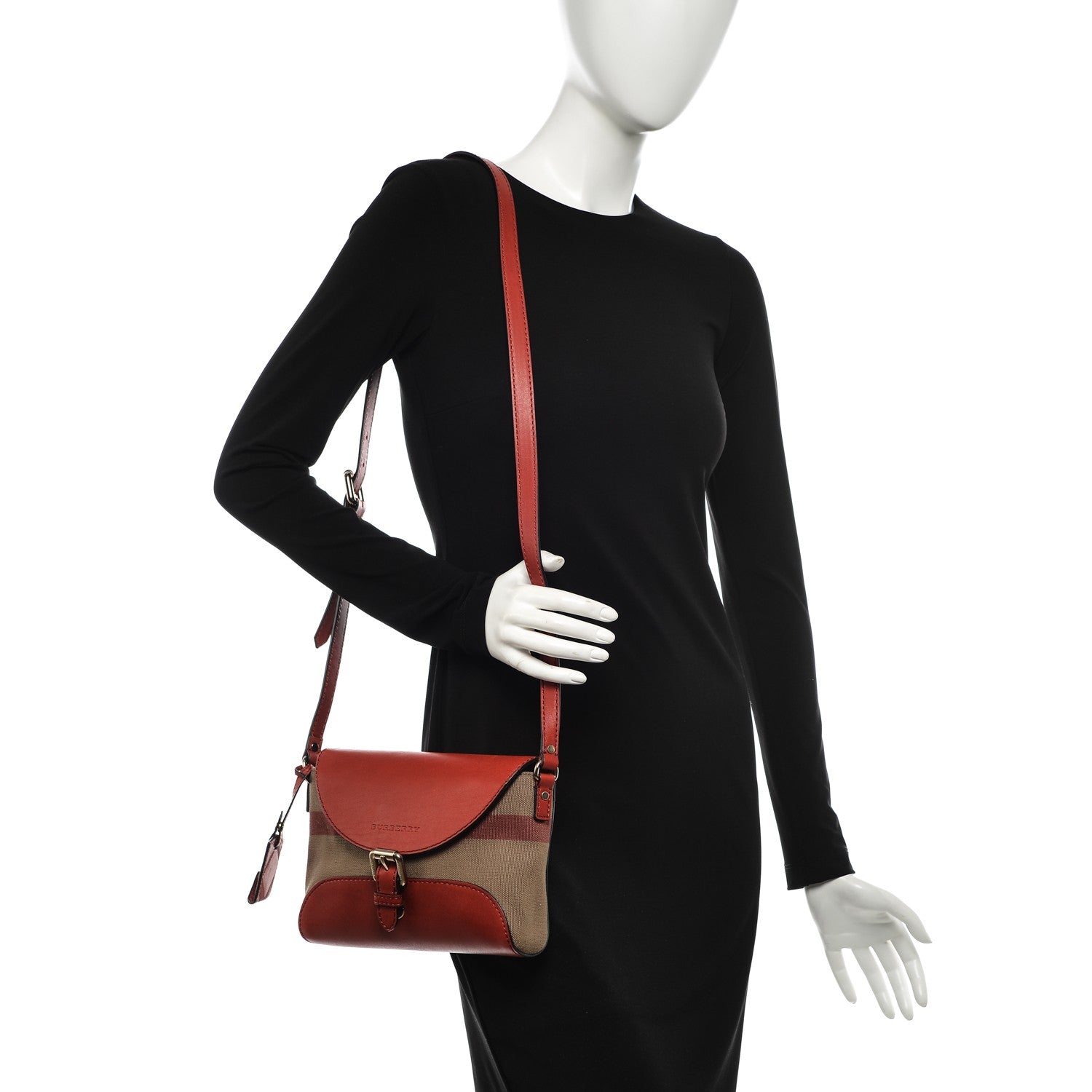 Burberry Canvas House Check Small Henham Crossbody Red 2 of 8