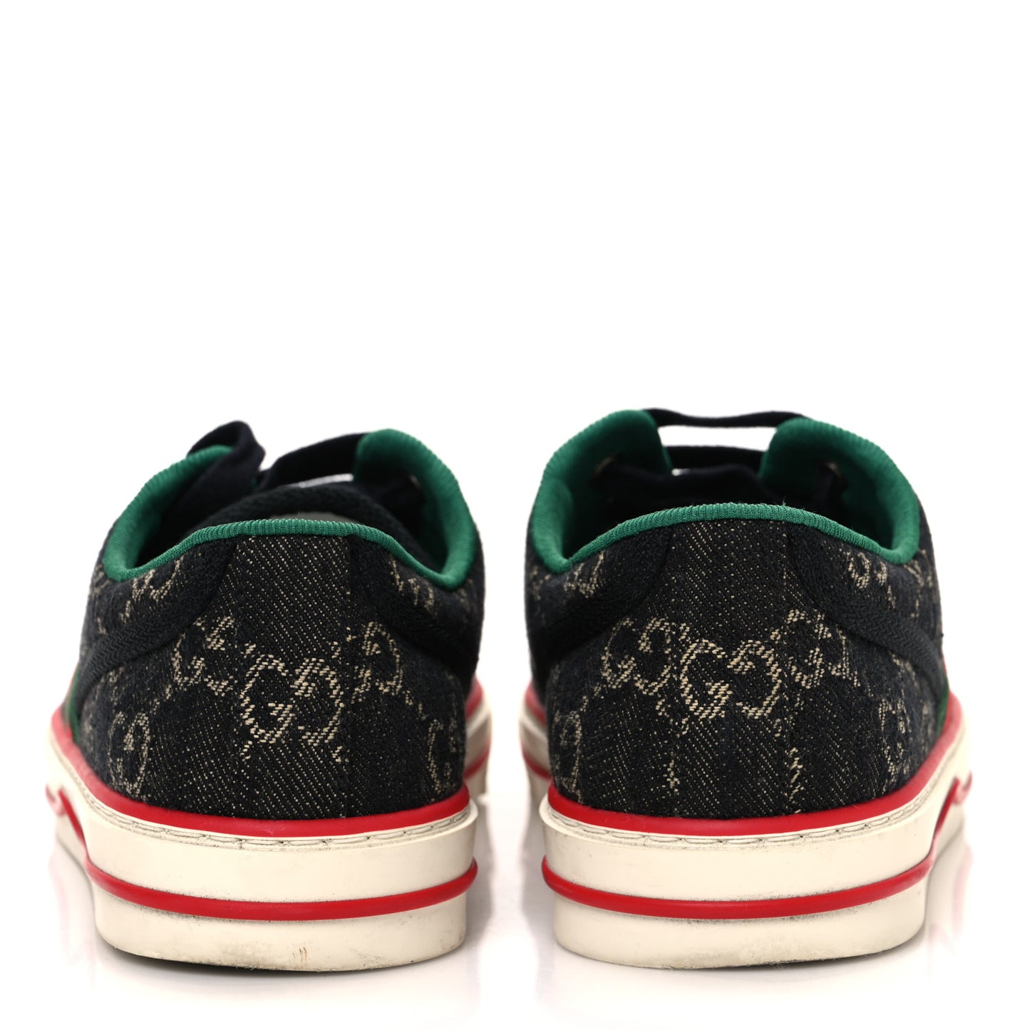 New Denim GG Monogram Web Womens 1977 Tennis Sneakers 38 Black Ivory