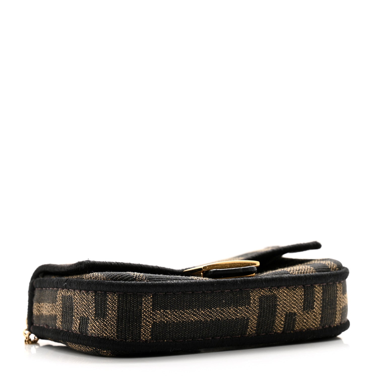 Fendi Fabric Jacquard FF 1974 Nano Baguette Charm Tobacco Moro Black 4 of 10