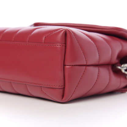Saint Laurent Calfskin Y Quilted Monogram Toy Loulou Crossbody Bag New Lipstick Red 8 of 9