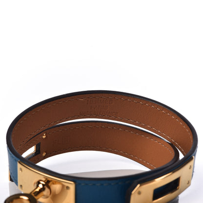Hermes Tadelakt Kelly Double Tour Bracelet XS Bleu Izmir 5 of 6