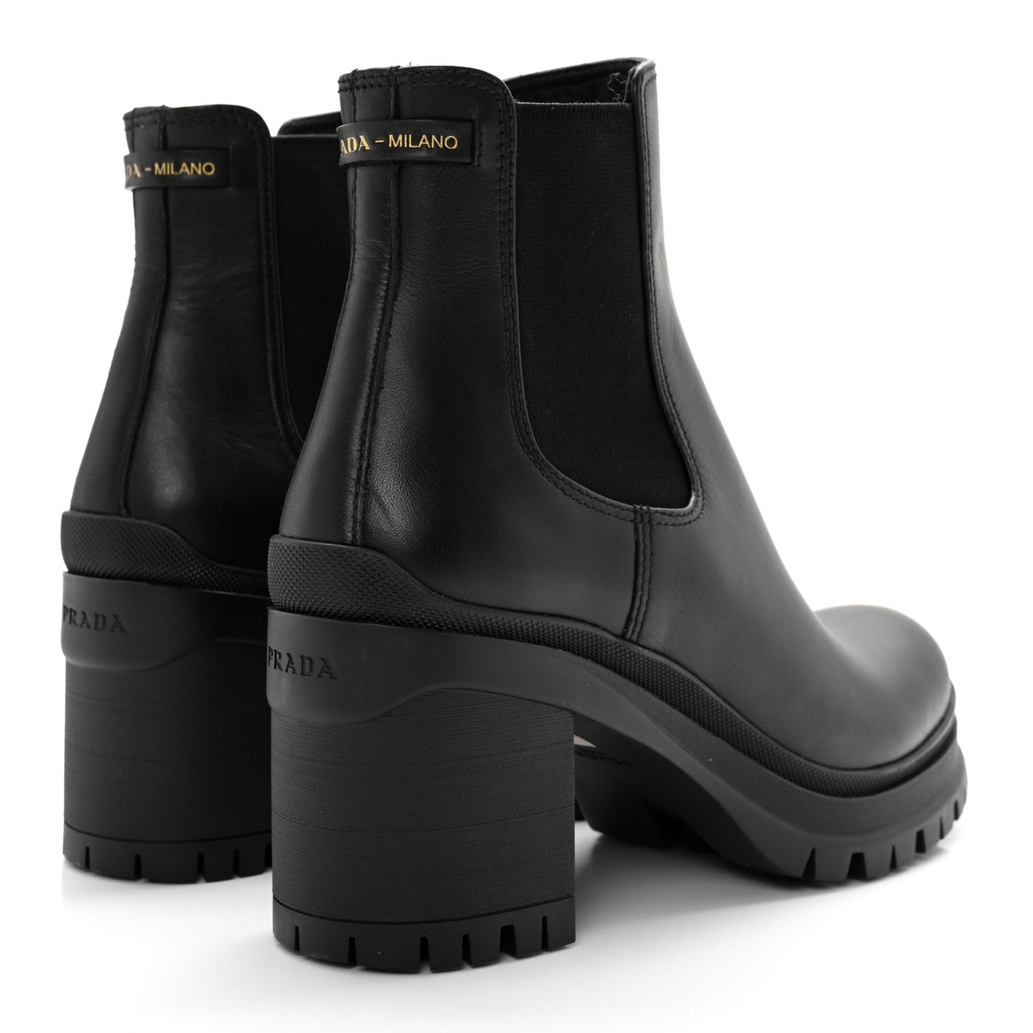Prada Vitello Montana Lug Sole Chelsea 55mm Boots 40.5 Black 4 of 9