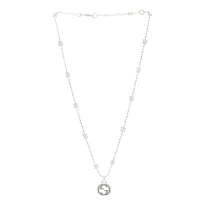 Gucci Sterling Silver Interlocking GG Pendant Beaded Necklace 3 of 6